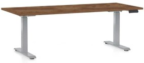 Výškovo nastaviteľný stôl OfficeTech D, 180 x 80 cm, sivá podnož, dub silverjack
