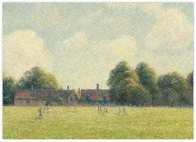 Sklenený obraz - Camille Pissarro, Hampton Court Green, reprodukcia (70x50 cm)