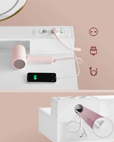 Toaletní stolek s nabíjecí stanicí a LED osvětlením Vasagle Virmo 80 cm bílý/zlatý