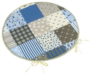 Bellatex Sedák Adela okrúhly hladký Patchwork modrá, 40 x 40 cm