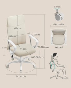 Kancelárska stolička, ergonomická otočná stolička, capuccino béžová farba
