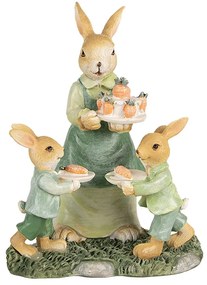 Dekorácia králičia mamka s králikmi a mrkvovou tortou - 12*8*15 cm
