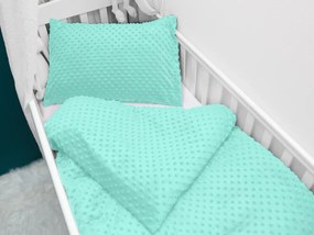 Biante Detské posteľné obliečky do postieľky Minky 3D bodky MKP-003 Mintové Do postieľky 90x140 a 40x60 cm
