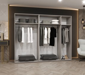 Šatníková skriňa 250 cm Parna 2 (kašmír + zlatá). Akcia -20%. Vlastná spoľahlivá doprava až k Vám domov. 1125953