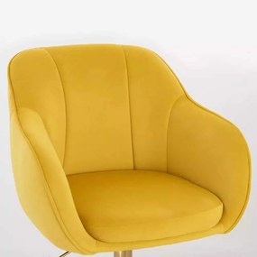LuxuryForm DESIGN Stolička AVOLA VELUR na zlatom tanieri - žltá