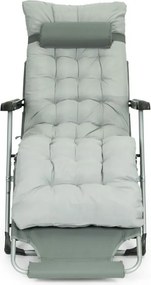 Záhradné plážové ležadlo 2 v 1 s vankúšom, opierkou hlavy, nastaviteľnou opierkou nôh, sivé