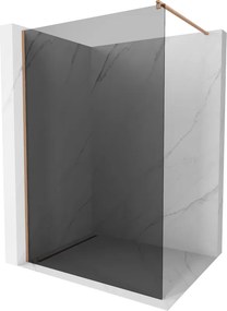 Mexen Kioto, sprchová zástena Walk-In 100 x 200 cm, 8mm šedé sklo, medený matný profil, 800-100-101-65-40