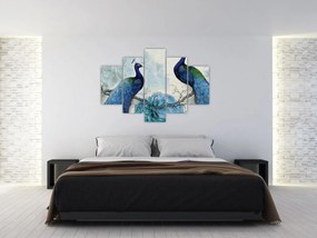 Obraz - Pávy s textúrami (150x105 cm)