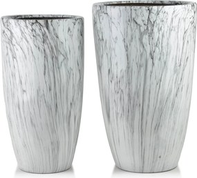Sada 2 ks keramických květináčů NEVA MARBLE II bílá/šedá