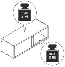 Nástenný regál s posuvnými dvierkami