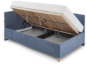 Detská posteľ loop 120 x 200 cm s bočnicou a úložným priestorom modrá MUZZA