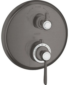 AXOR Montreux termostat s podomietkovou inštaláciou, s uzatváracím a prepínacím ventilom, s páčkovou rukoväťou, pre 2 výstupy, kartáčovaný čierny chróm, 16821340