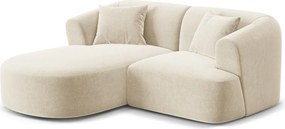 Béžová zamatová rohová pohovka (ľavý roh/s leňoškou) Campi – Cosmopolitan Design