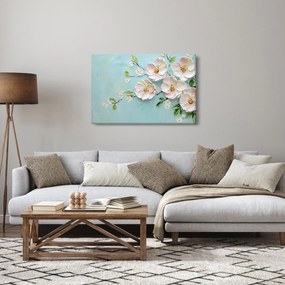 Obraz - Kvietky na modrom pozadí (90x60 cm)