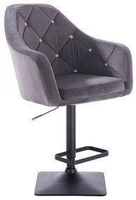 LuxuryForm DESIGN Barová stolička ROMA VELUR na čierne podstave - tmavo šedá