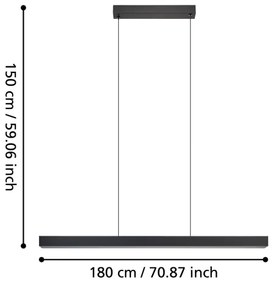 Eglo 390368 - LED Stmievateľný luster na lanku MONTEBUONO LED/20W/230V 3000K čierna