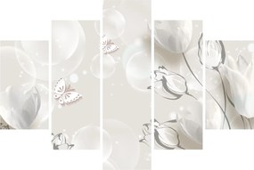 Obraz - Tulipány medzi bublinami (150x105 cm)