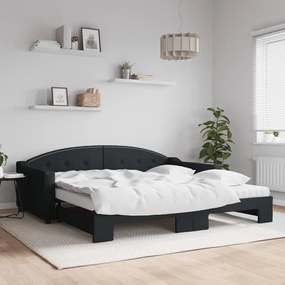 Rozkladacia denná posteľ s matracmi čierna 100x200 cm látka 3197555