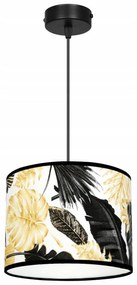 Závesné svietidlo Gold Flowers, 1x biele textilné tienidlo s kvetinovým vzorom, (výber z 2 farieb konštrukcie)
