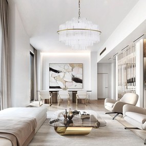 Toolight Toolight, krištáľové závesné svietidlo 8xE14 APP1654-8CP, zlatá lesklá, OSW-01597