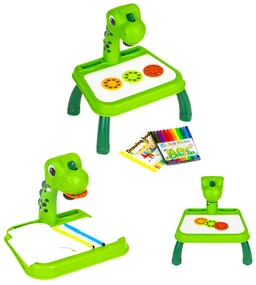 Projektor na kreslenie s dinosaurami, 12 fixiek, 24 vzorov, zelený
