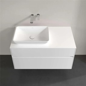 VILLEROY &amp; BOCH Collaro závesná skrinka pod umývadlo na dosku (umývadlo vľavo), 2 zásuvky, 1000 x 500 x 548 mm, Glossy White, C11000DH