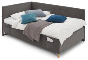 Antracitová rohová detská posteľ s úložným priestorom 90x200 cm Cool – Meise Möbel