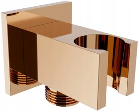 Stenový vývod s držiakom ručnej sprchy MEXEN CUBE - mosadzný - hranatý - rose gold, 79300-60