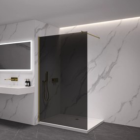 CERANO - Sprchová zástena Walk-in Onyx Ľ/P - guľatá vzpera - zlatá kartáčovaná, grafitové sklo - 160x200 cm, CER-CER-8050BD202