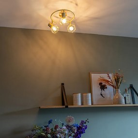 Art Deco Bodové svetlo mosadz nastaviteľné a naklápateľné 3-svetlá - Mosh