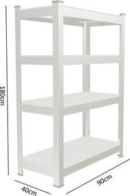 CH 4- policový kovový úložný regál Tosca II. 180 x 90 x 40 cm