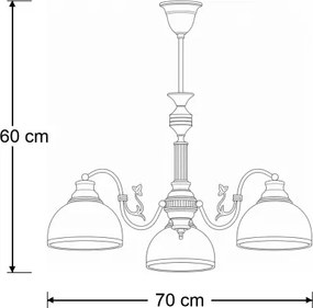 Brilagi - Stropný luster na tyči TAURUS 3xE27/15W/230V priemer 70 cm bronz