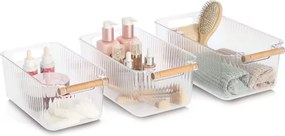 Zeller Present Sada 3ks úložných boxov BOXIFY s bambusovým madlom 34 × 18 × 12 cm