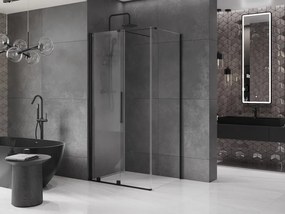 Mexen Velar, sprchový kút s posuvnými dverami 110(dvere) x 70(stena) cm, 8mm číre sklo, čierna matná, 871-110-070-01-70