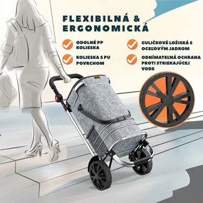 Nákupná taška na kolieskach EASY, 50l, šedá Monzana