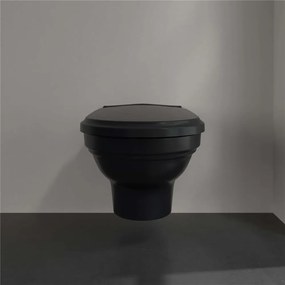 VILLEROY &amp; BOCH Hommage závesné WC s hlbokým splachovaním, 370 x 600 mm, Pure Black, s povrchom CeramicPlus, 6661B0R7