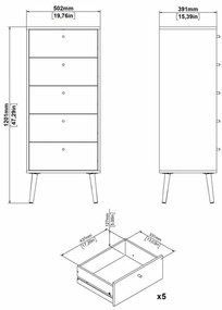Biela vysoká komoda 50x120 cm Bodo – Tvilum