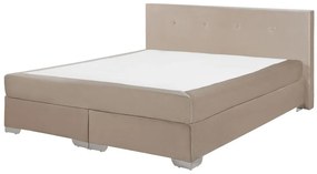 Zamatová kontinentálna posteľ 160 x 200 cm béžová CONSUL Beliani