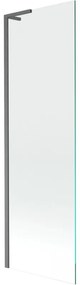 Mexen Next, vaňová zástena 1-krídlová 60 x 150 cm, fixné krídlo, 6 mm číre sklo, brúsený grafit profil, 895-060-000-03-00-66