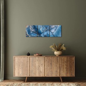 Obraz - Modrý členitý mramor (s hodinami) (90x30 cm)