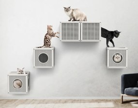 BAMA Modulárny prístrešok a preliezačka pre mačky QUBLO, farba hnedá