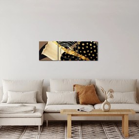 Obraz - Abstrakcia golden brown N⁰1 (s hodinami) (90x30 cm)