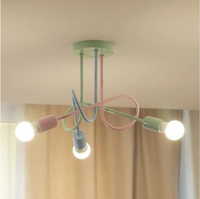 Prisadený luster OXFORD 3xE27/15W/230V zelená/ružová/modrá