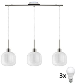 LED luster na lanku HARMA 3xE27/60W/230V matný chróm/biela