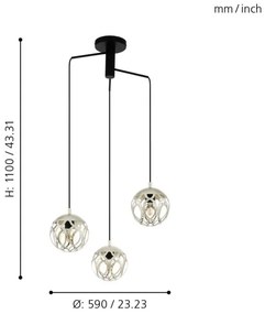 Eglo 99073 - Luster na lanku MIRTAZZA 3xE27/60W/230V