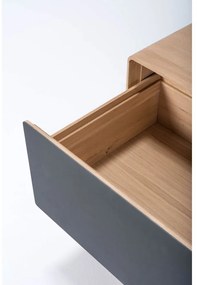 TV stolík z dubového dreva v čierno-prírodnej farbe 160x48 cm Fina – Gazzda