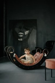 Montessori drevená hojdačka čierna L Šedá