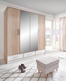 Šatník strieškou, dub sonoma / biela mat