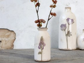 Krémová keramická dekoračná váza s kvetom lupiny Versailles - Ø 7*15cm