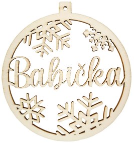 AMADEA Drevená ozdoba koliesko - Babička, 6 cm, český výrobok